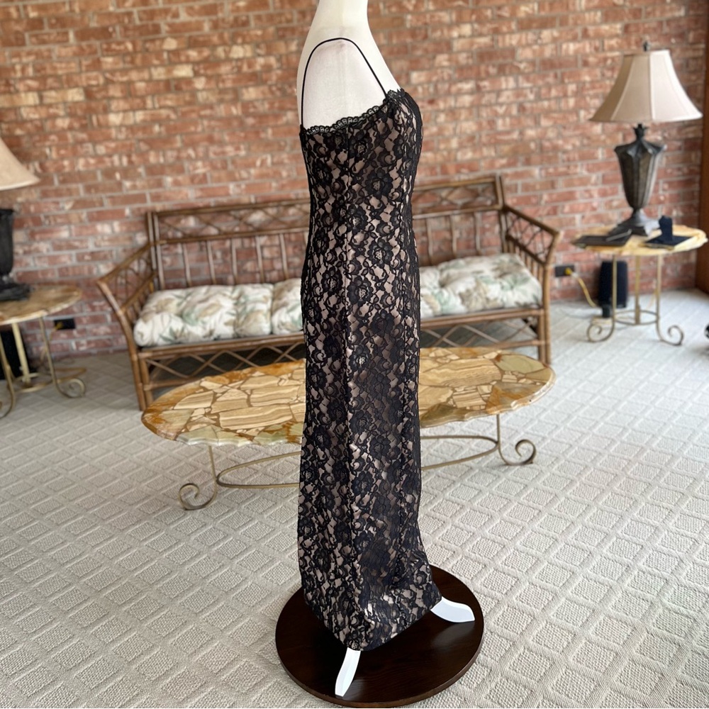 Arianna by Rachel Kaye Black Lace Nude Illusion Evening Maxi Dress 6 Cocktail - Picture 15 of 17